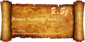 Remes Szofrónia névjegykártya